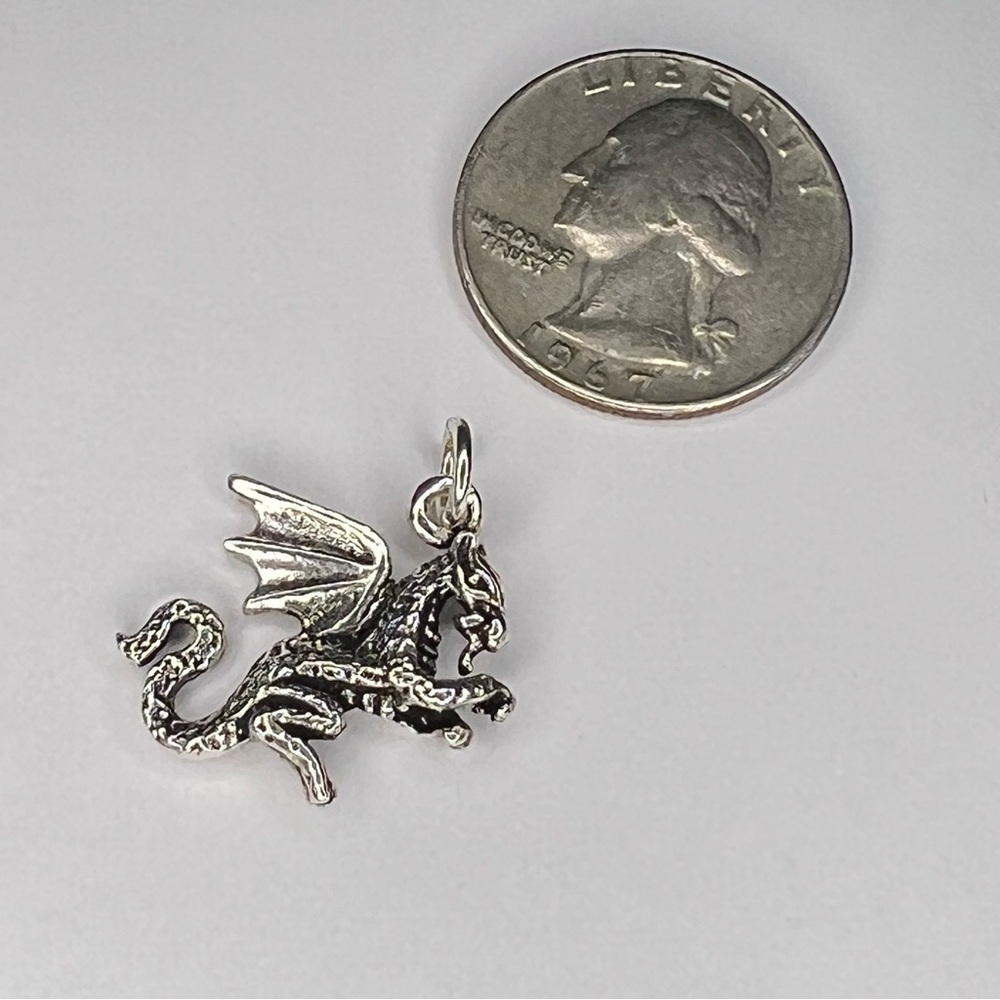 Sterling Silver .925 Dragon Pendant Charm – Mythical Fantasy Creature - Picture 5 of 6